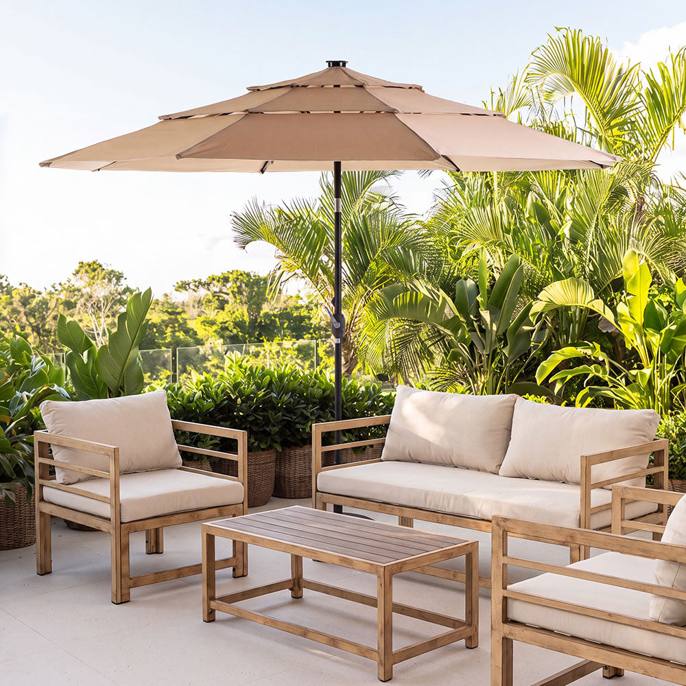 Notus Led – ombrellone da giardino con luci solari e inclinabile